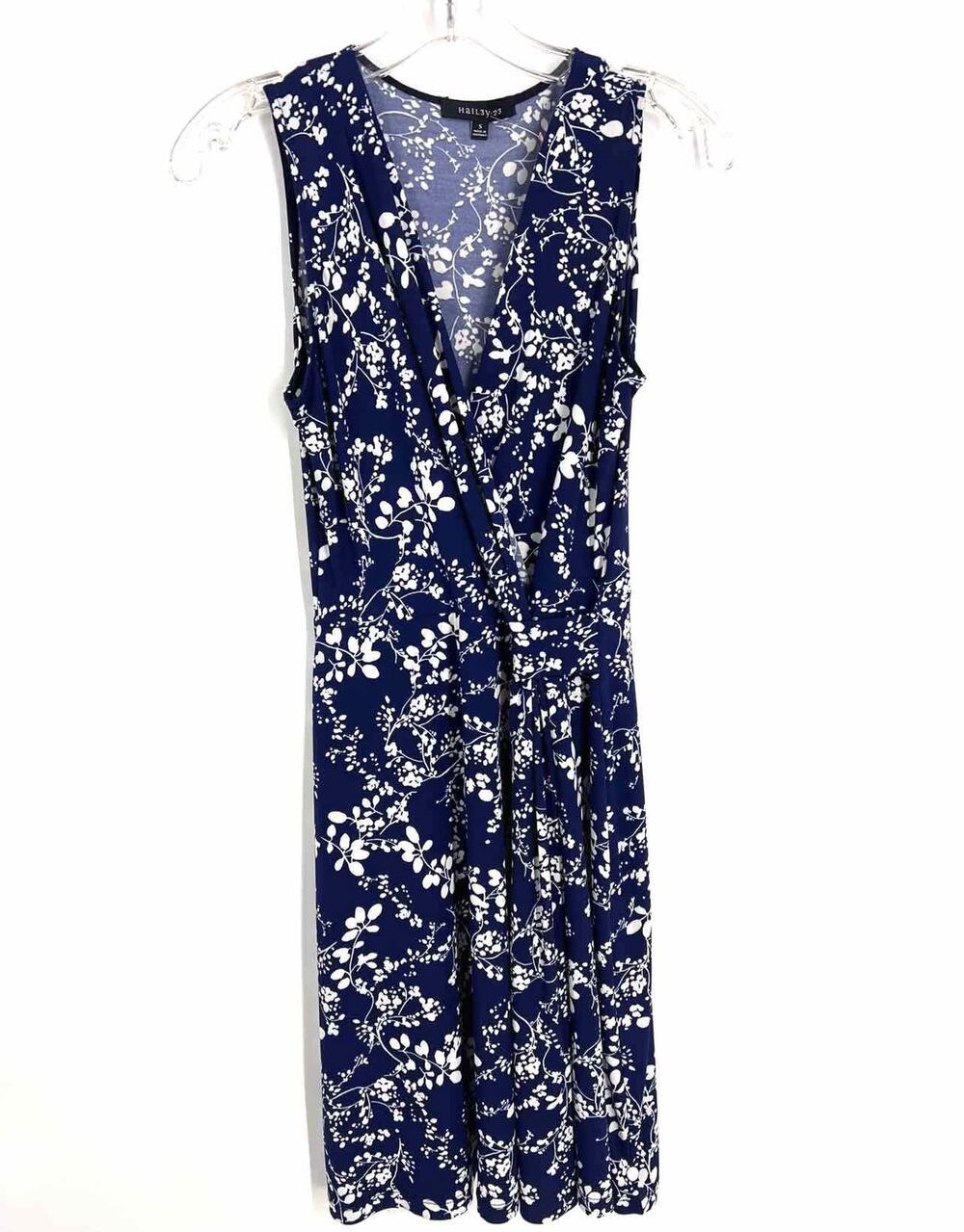 Hail3y:23 Size S Navy/White Floral Wrap Designer Dress